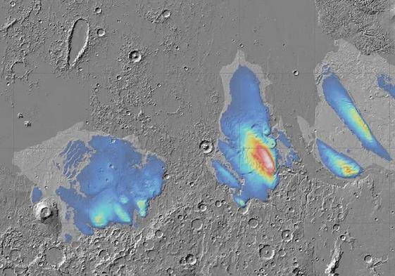 Mapa de las potenciales capas de hielo de Marte