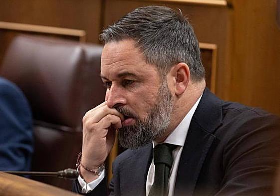 El presidente de Vox, Santiago Abascal, durante el pleno celebrado en el Senado este jueves.