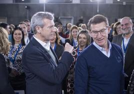 Rueda y Feijóo, durante el acto del PP.