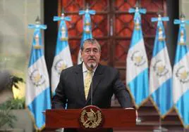 - El presidente de Guatemala, Bernardo Arévalo de León, en la rueda de prensa ofrecida el miércoles.