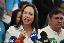 María Corina Machado, durante una comparecencia ante los medios.