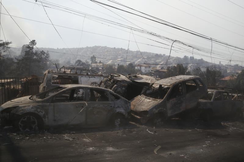 Coches calacinados en la región de Valparaíso. 