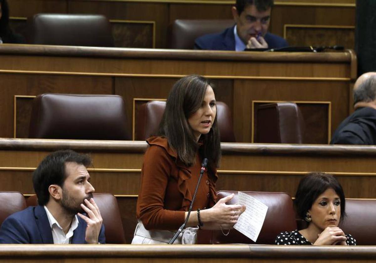 Ione Belarra durante su intervención en la sesión de control al Gobierno de este miércoles.