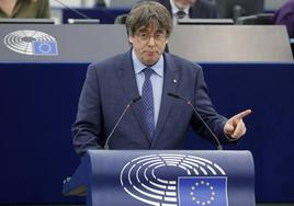 Carles Puigdemont interviene en el Parlamento Europeo.