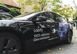 Un vehículo de Cabify eléctrico en Madrid.