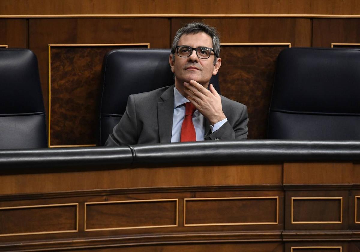 El ministro de Justicia, Félix Bolaños, en el Congreso.