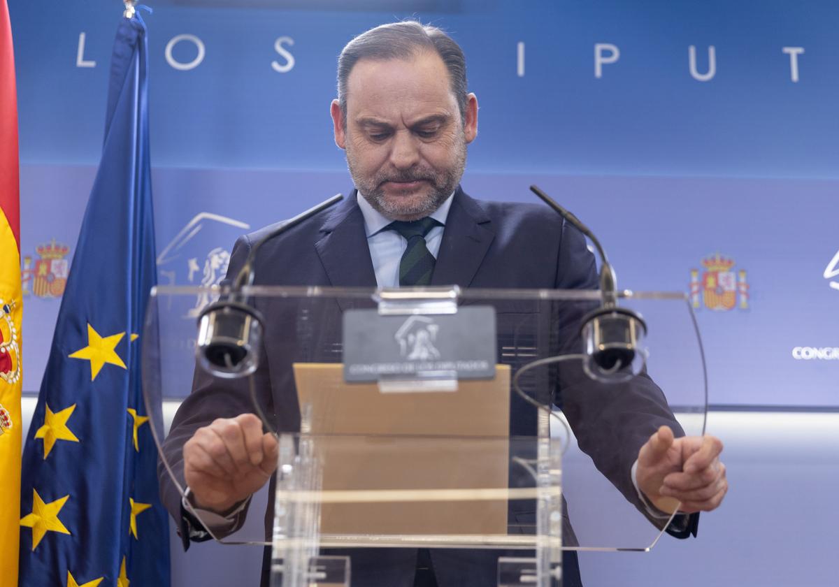 José Luis Ábalos, durante su comparecencia en el Congreso de los Diputados.