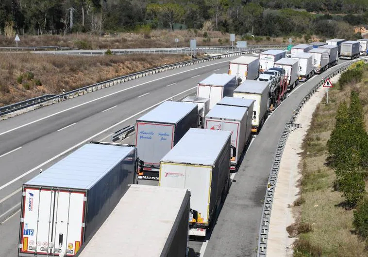 Camiones detenidos en una carretera en medio de las movilizaciones del campo