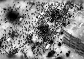 Una imagen capturada por un satélite recoge el momento en que el ejército israelí disparó contra los congregados.