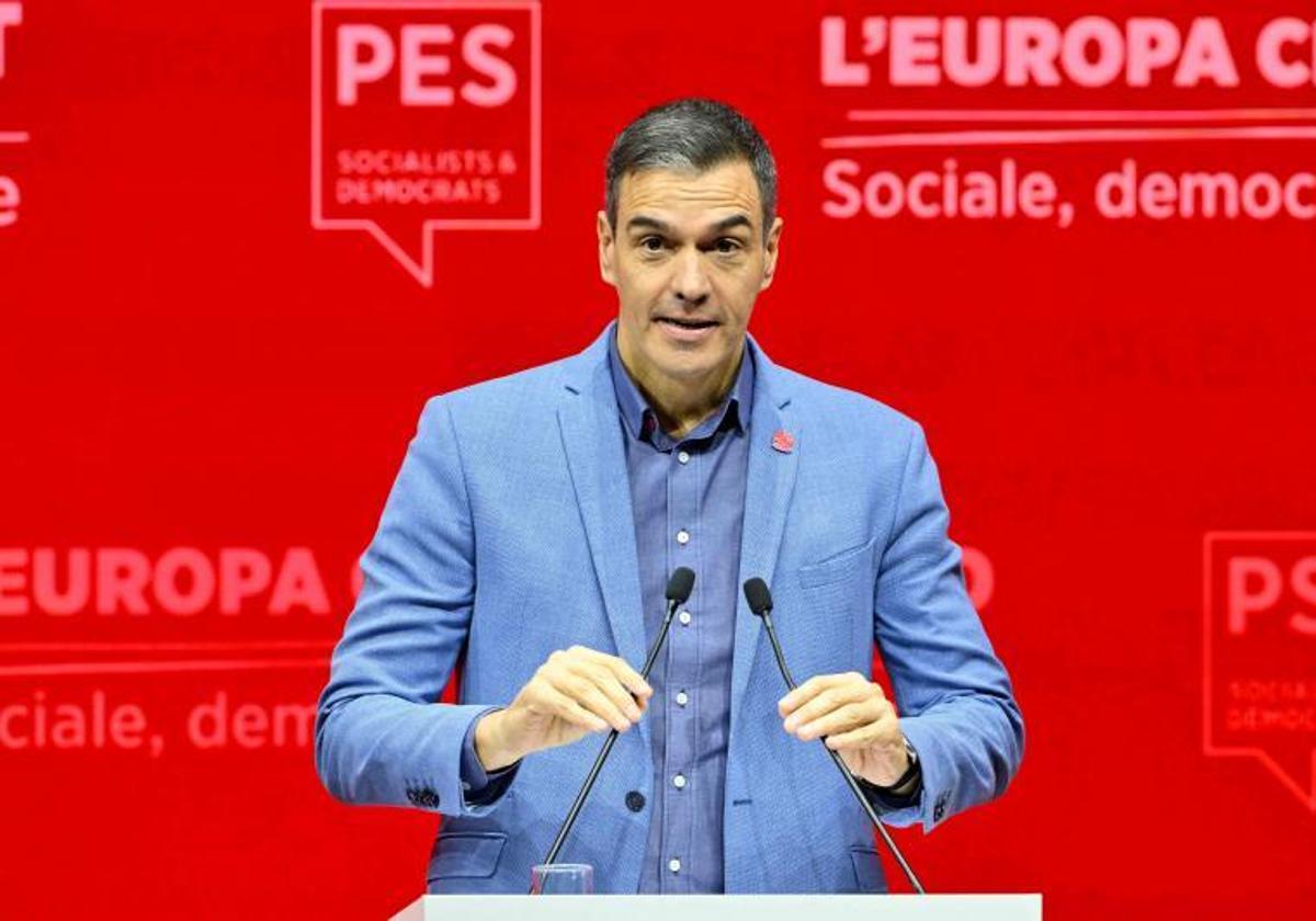 Pedro sáncez, durante su discurrso en Roma.