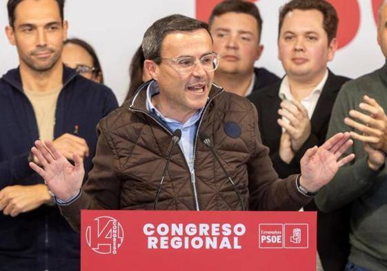 Miguel Ángel Gallardo, tras vencer en las primarias del PSOE de Extremadura