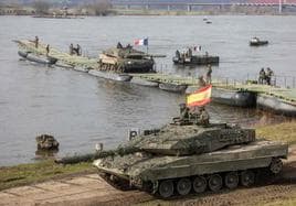 Un tanque Leopard español, en unas recientes maniobras de las fuerzas de la OTAN en Polonia.