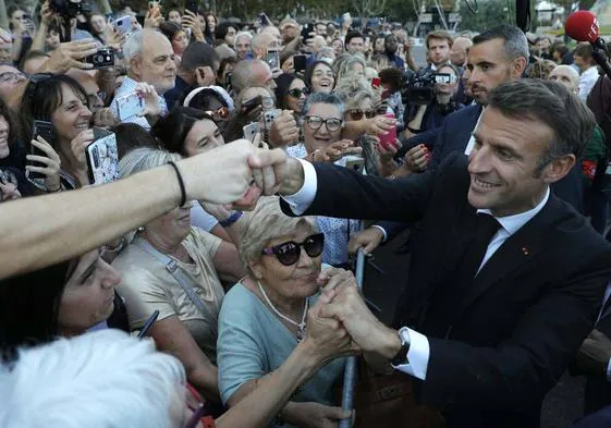 El presidente francés, Emmanuel Macron, durante su visita a Córcega el pasado 28 de septiembre.