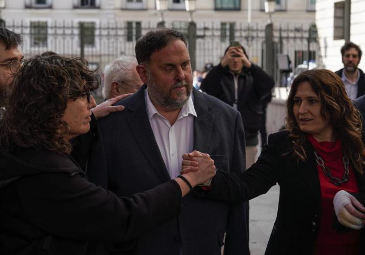 Oriol Junqueras a su llegada al Congreso