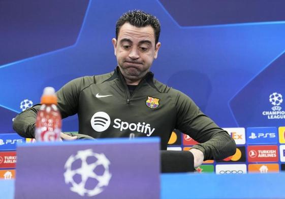 Xavi Hernández, en conferencia de prensa en la Ciudad Deportiva Joan Gamper.