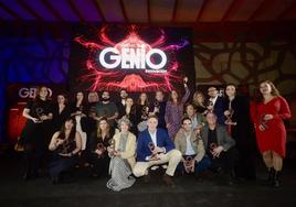 Foto de familia de los ganadores en la XVIl edición de los Premios GENIO Innovación que se celebró en Murcia.