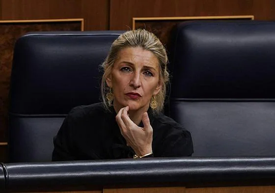 Yolanda Díaz, en el pleno del Congreso del jueves que aprobó la amnistía y tras el adelanto catalán