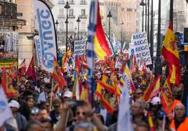Manifestación de policías y guardias civiles, este sábado en Madrid.