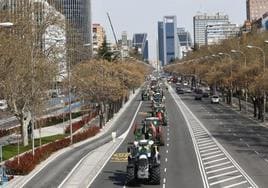 Manifestación agraria en las calles de Madrid.