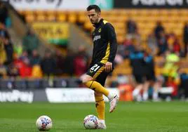 Pablo Sarabia, antes de un partido con el Wolverhampton.