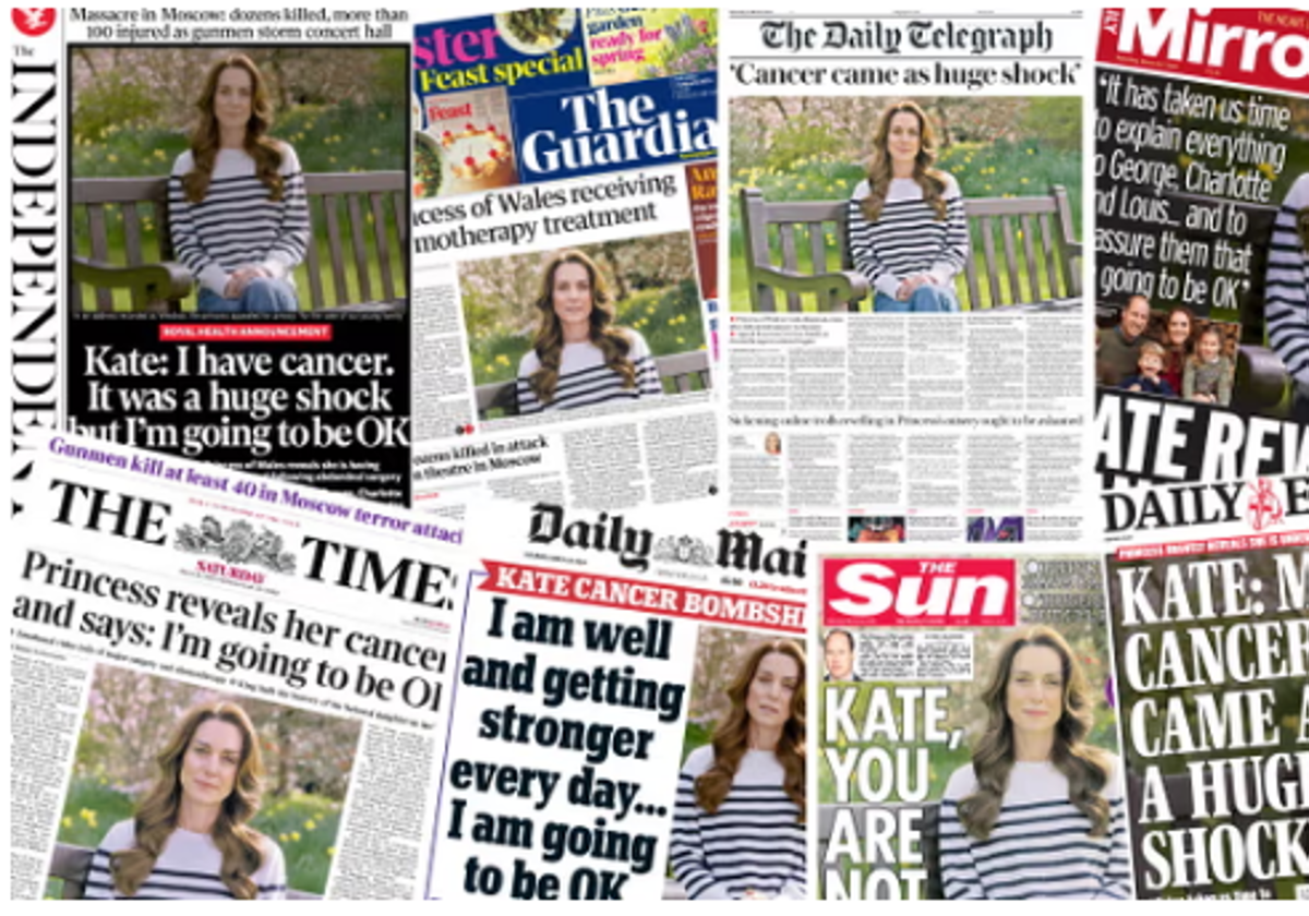 La princesa de Gales, protagonista de las portadas británicas.