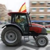 Un tractor durante las últimas protestas agrícolas en España