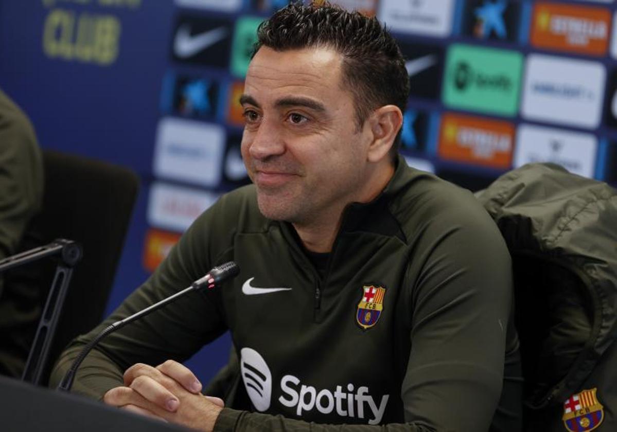 Xavi Hernández, durante su rueda de prensa previa al duelo ante Las Palmas.