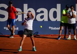 Rafa Nadal, durante su sesión de entrenamiento en Barcelona.