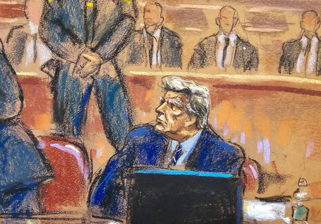 Trump, en un momento del juicio que arrancó el lunes.