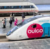 Un tren de Ouigo y otro de Renfe en la estación de Atocha.