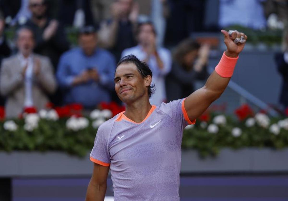 Rafa Nadal celebra su victoria ante Darwin Blanch.