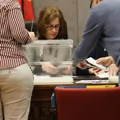 Imagen del recuento del voto CERA realizado este viernes en el Tribunal Superior de Justicia del País Vasco.