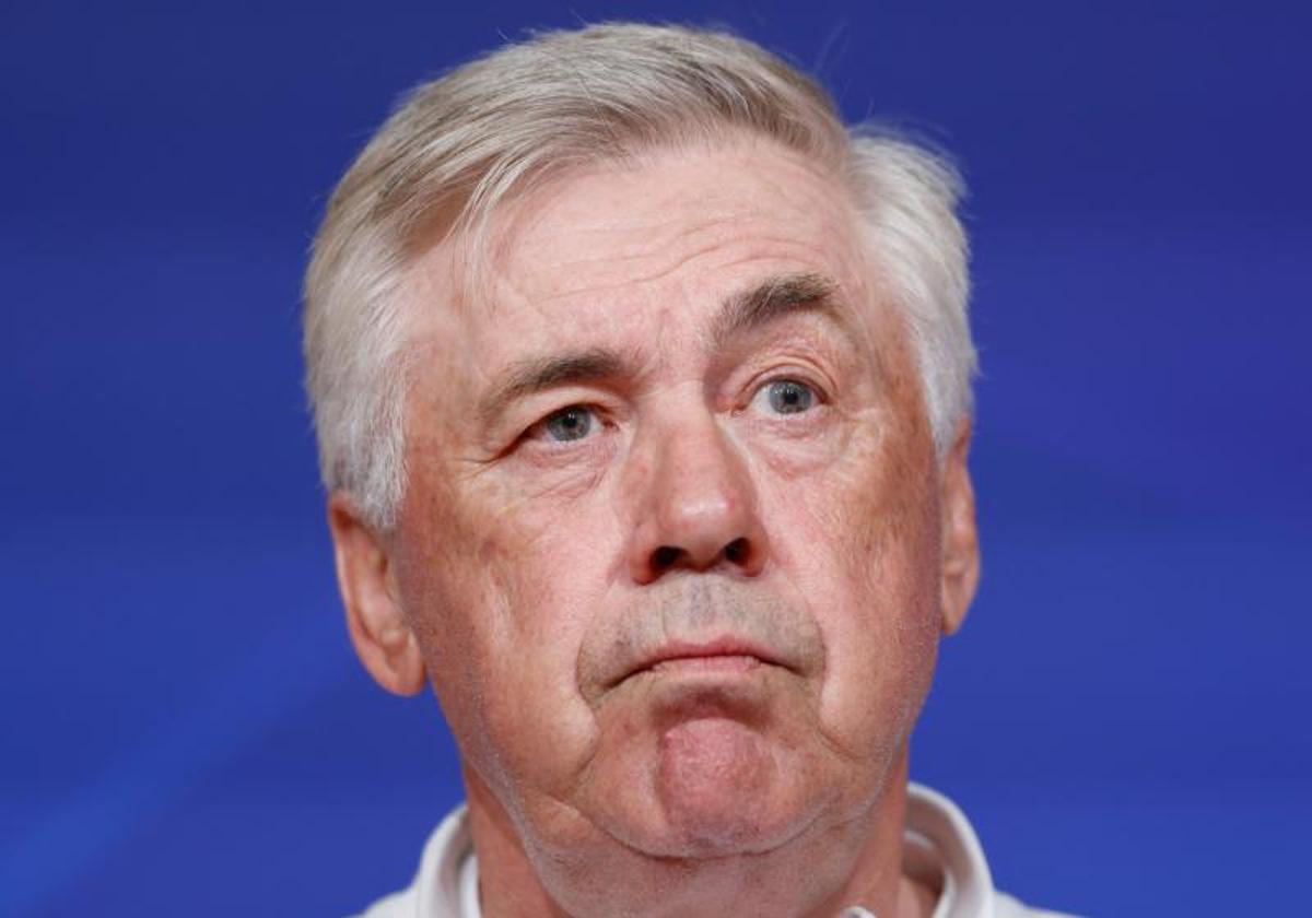 Carlo Ancelotti, durante la rueda de prensa en el Allianz Arena.