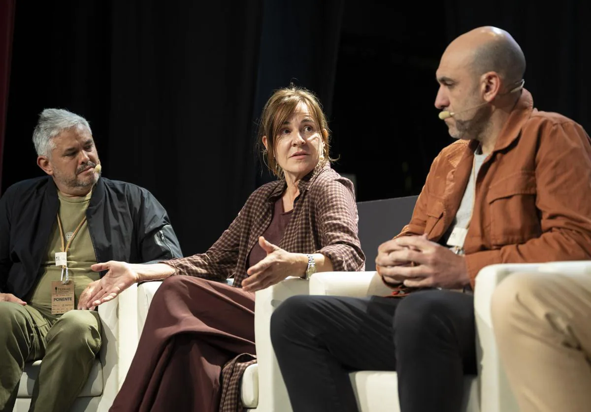 Los cocineros Nandu Jubany, María Solivellas y Luis Alberto Lera durante una de las charlas del congreso.