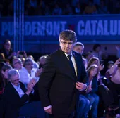 Carles Puigdemont, ayer durante su mitin en el sur de Francia.