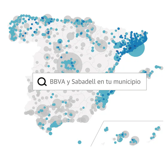 BBVA y Sabadell: el mapa de las oficinas afectadas por la fusión