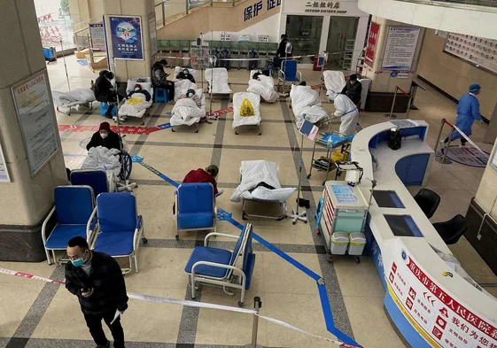 Imagen de un hospital chino durante la epidemis de coronavirus.