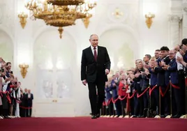 Vladímir Putin, en la ceremonia de toma de posesión en el Kremlin.