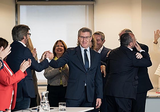 Alberto Núñez Feijóo, líder del PP, durante el Comité Ejecutivo Nacional del partido, en Génova