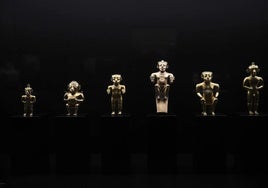 Algunas de las piezas del Tesoro de los Quimbayas, que se exhibe en el Museo de América.