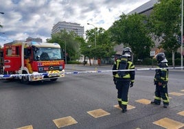 Los bomberos en el Paseo de la Castellana.