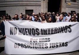 Una protesta contra la ley de interinos.