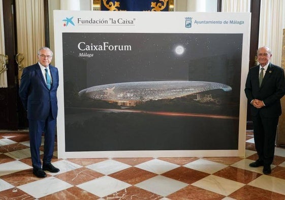 El presidente de la Fundación la Caixa, Isidro Fainé, con el alcalde de Málaga.