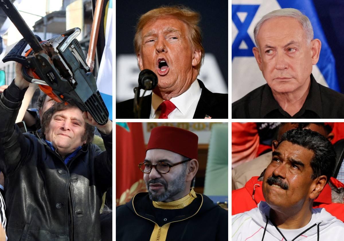 Javier Milei, Donald Trump, Benjamín Netanyahu, Mohamed VI y Nicolás Maduro.