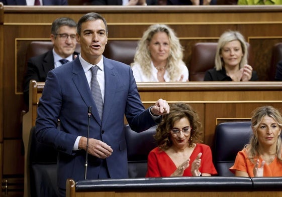 Pedro Sánchez, esta mañana en la sesión de control