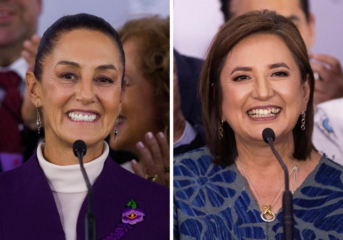 La candidata oficialista Claudia Sheinbaum y su rival, Xóchitl Gálvez.