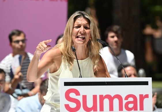 Yolanda Díaz participa este sábado en el acto de Sumar en Getafe (Madrid).