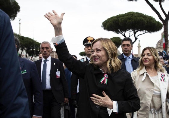 La primera ministra italiana Giorgia Meloni durante la celebración del Día de la República, en Roma.