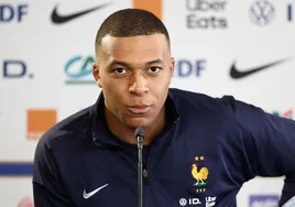 Kylian Mbappé, durante la rueda de prensa que ofreció este martes.