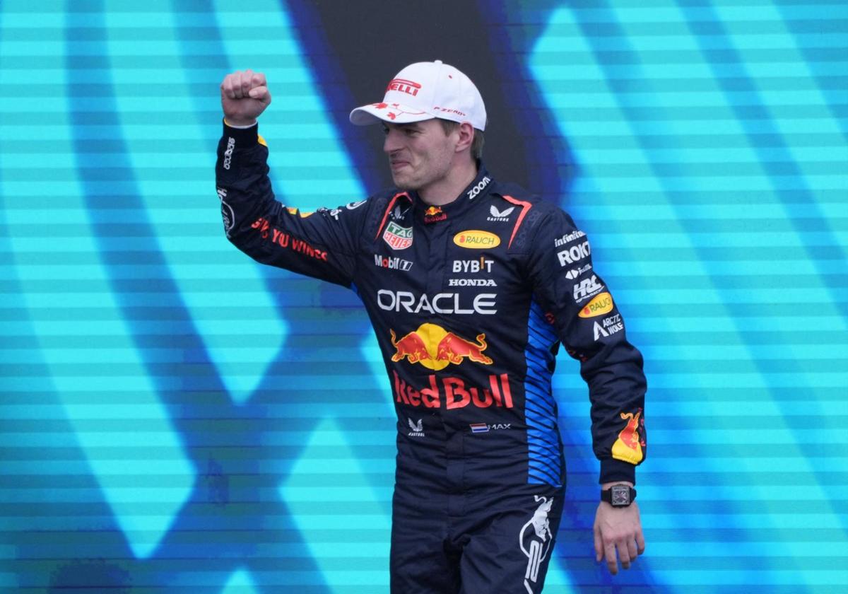 Max Verstappen celebra su victoria en el GP de Canadá.